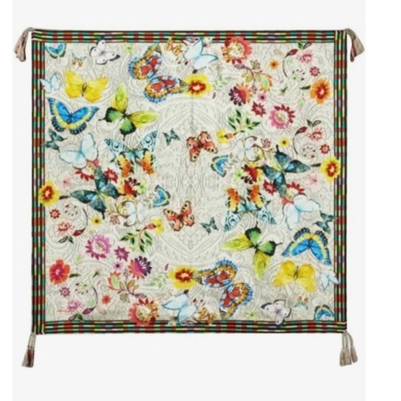 Johnny Was Multicolor Butterfly and Stripe Scarf - Picture 3 of 10